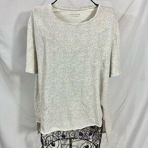 Allsaints white animal print high low tee size L